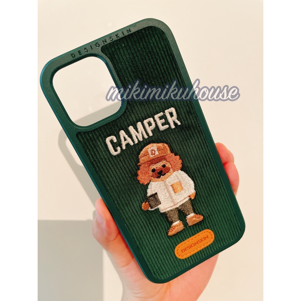 NEW KOREA IPHONE 13 Corduroy Camping Embroidery Case DESIGN SKIN DESIGNSKIN OFFICIAL PRO MAX KOREAN 