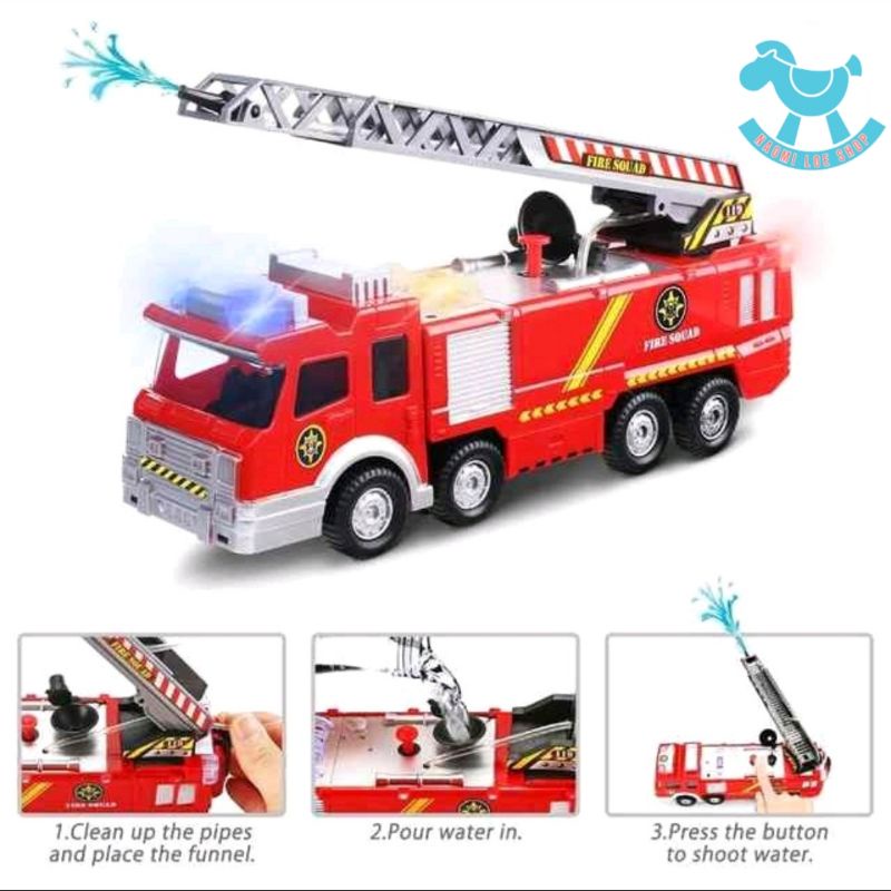 Mainan Edukasi anak - Mobil Pemadam Kebakaran bisa semprot air ( Fire Squad Firemen Truck ) SY732-8