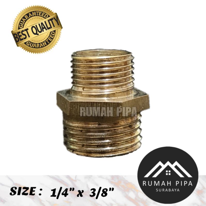 Double nepel 1/4” x 3/8” - KUNINGAN