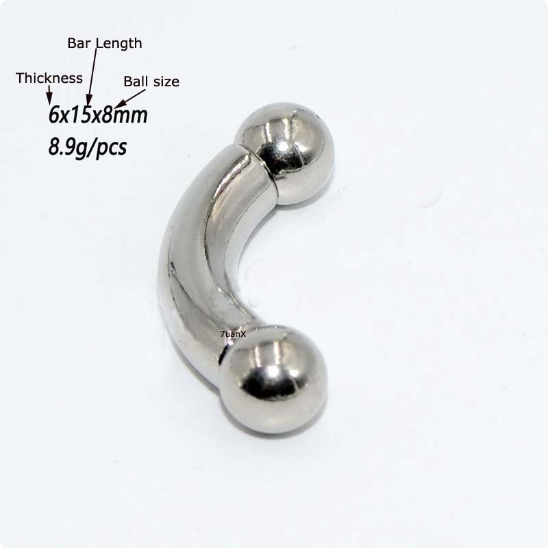 1pc Anting Tindik Telinga Bentuk Barbel Lengkung Bahan Stainless Steel Warna Silver