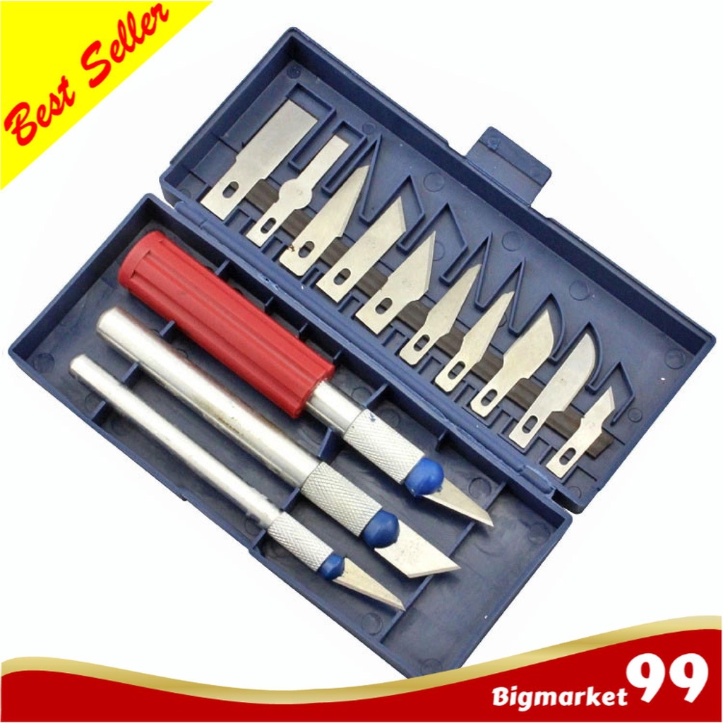 

Set Pisau Ukir Seni Pisau Sayat Bonsai Kelapa Pahat 13 in 1 Crafting Art Knife