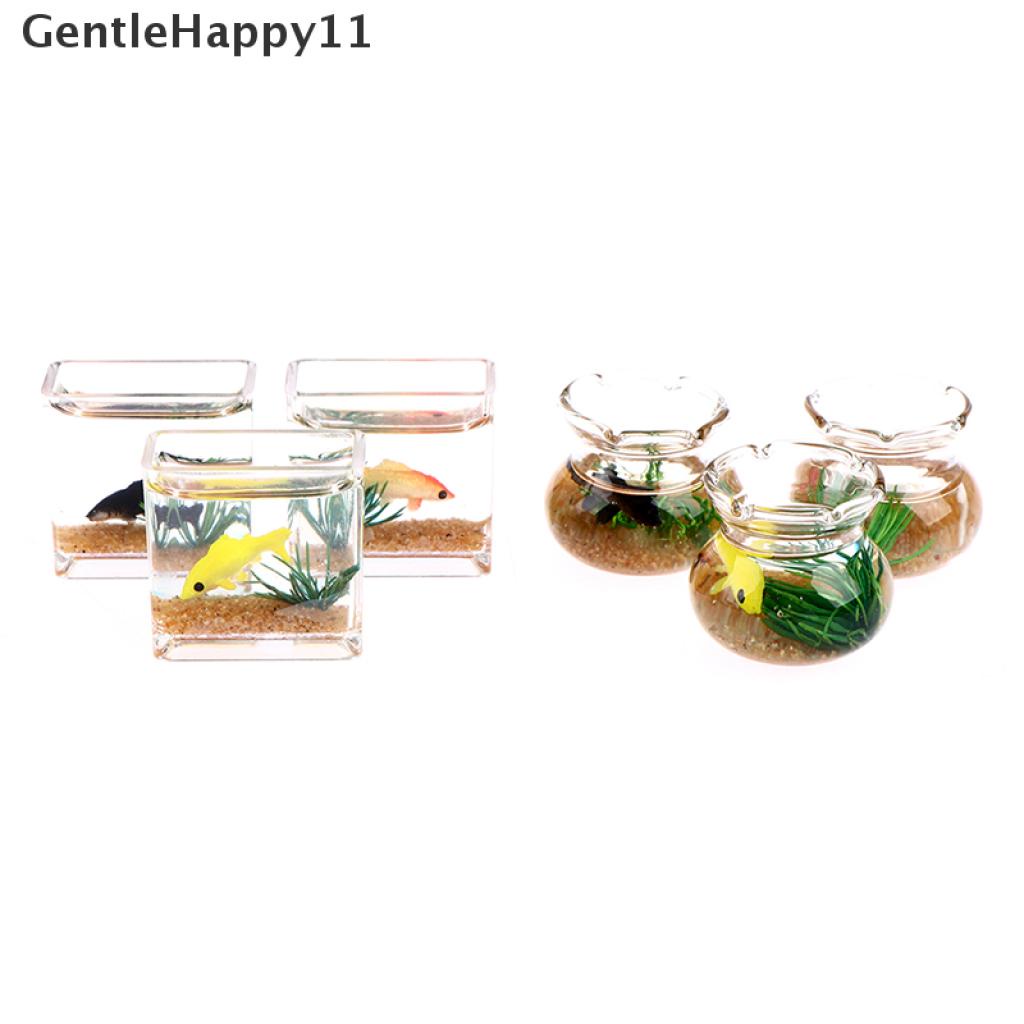 Gentlehappy Rumah Boneka Mini Fish Tank DIY Resin Transparan Goldfish Tanks Miniatur Dekorasi