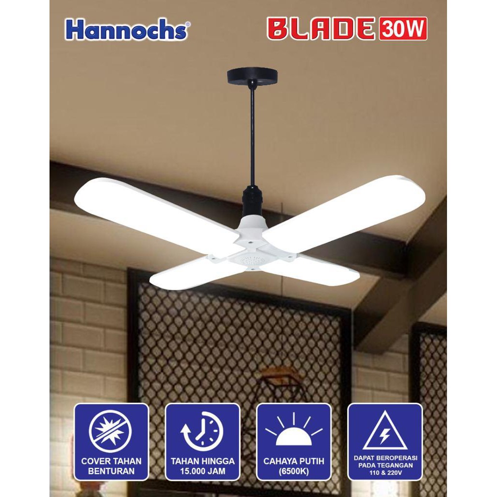 Lampu Led kipas Hannochs Blade 30W Lampu Langit-langit Fan blade