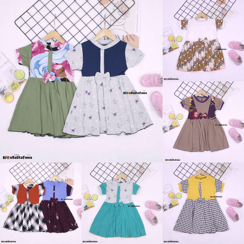 Dress Pita uk Bayi - 6 Tahun / Dres Lengan Murah Grosir Baju Anak Perempuan Harian Gaun Pesta Batik