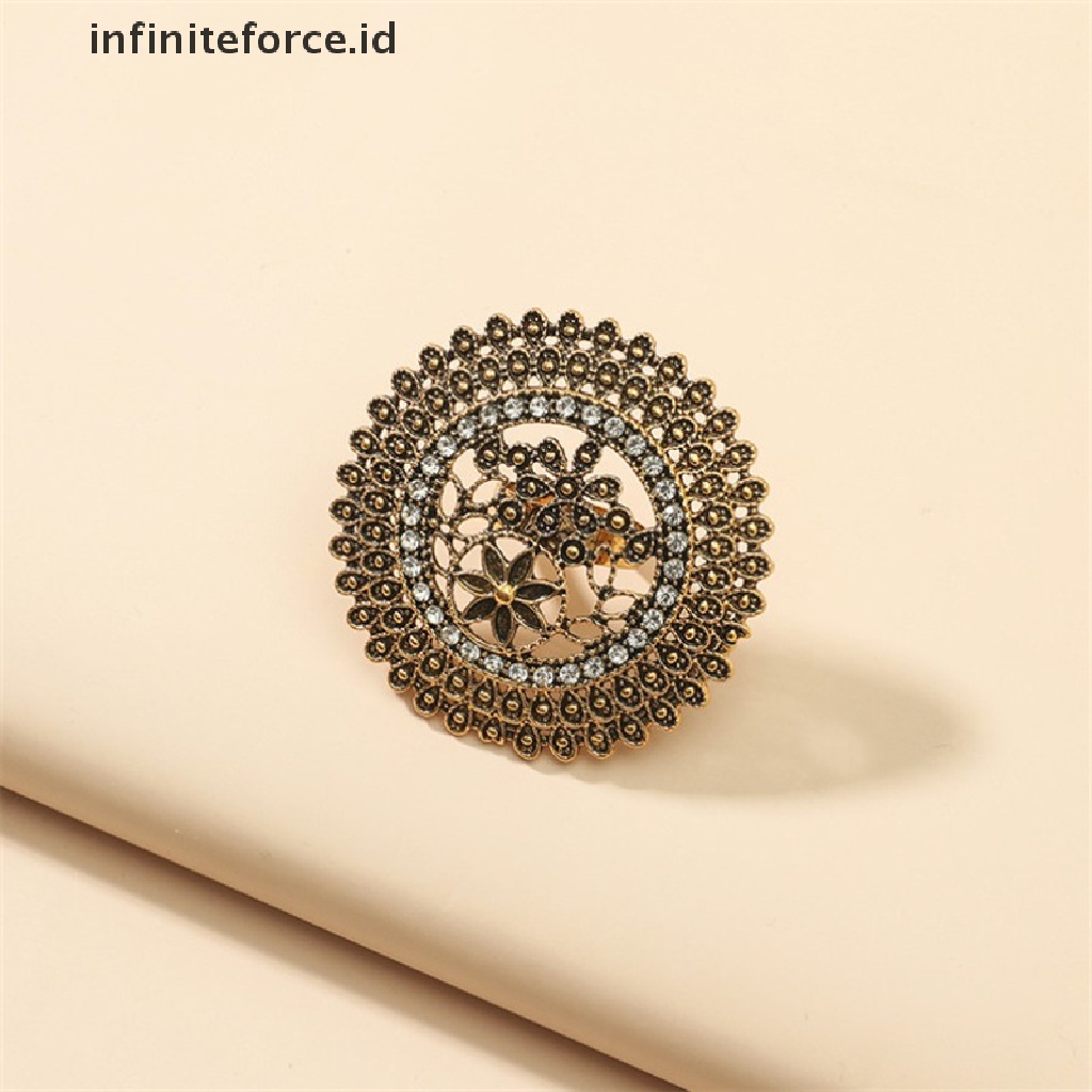 Infiniteforce.id Cincin Lapis Emas Motif Ukir Bunga Gaya Retro Vintage Untuk Wanita