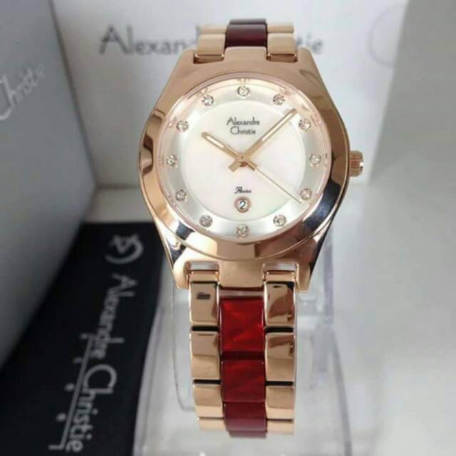 JAM TANGAN CEWEK/WANITA ALEXANDRE CHRISTIE RANTAI KERAMIK ORIGINAL GARANSI INTERNASIONAL ANTI AIR...