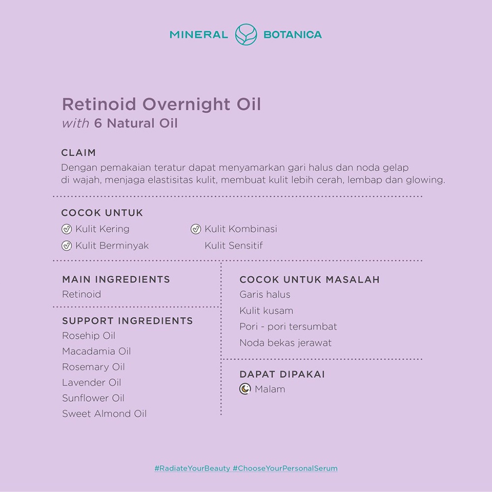 Mineral Botanica Retinoid Overnight Oil with 6 Natural Oil 20ml