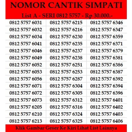 Nomor Cantik Telkomsel Simpati 4G LTE SERI 0812 5757