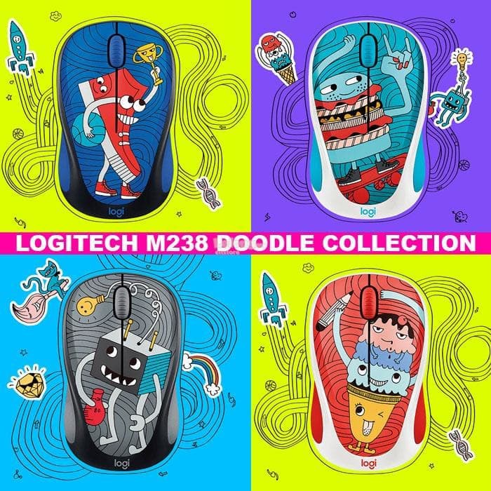 New Logitech m238 Wireless Mouse Doodle Collection / Mouse Wireless M 238