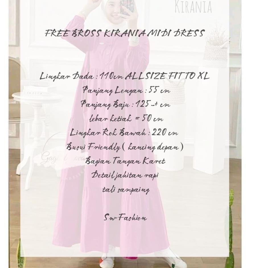 Paling Disukai.. DRES KIRANIA MIDI DRESS RAYON PREMIUM | GAMIS FASHION WANITA | GAMIS POLOS KEKENIAN