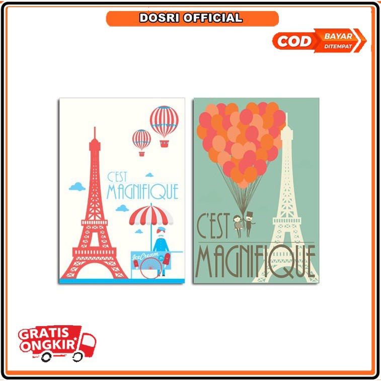 [NEW] Hiasan Dinding / Wall Decoration 13,5cm X 20cm Tema Menara Eiffel A03C