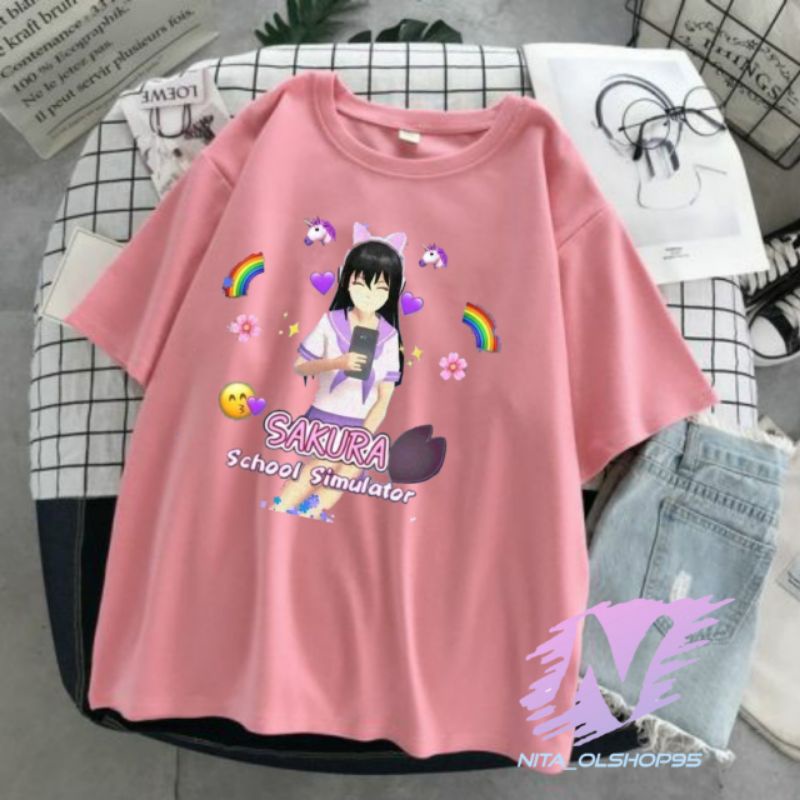 kaos sakura school simulator baju kaos anak sakura pelangi