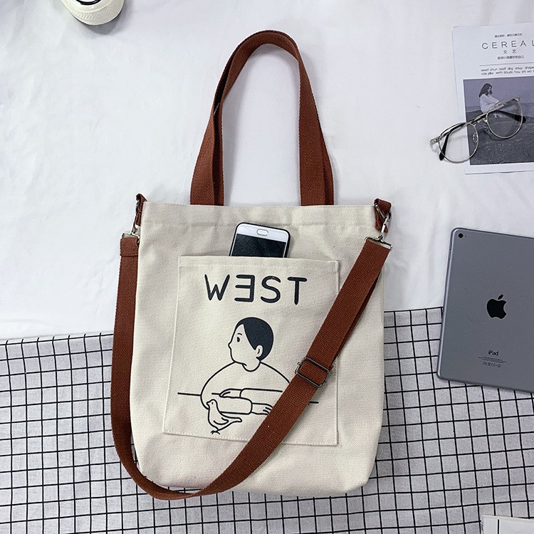 TC-25 tas kanvas canvas wanita import korea jepang selempang sling bag simple