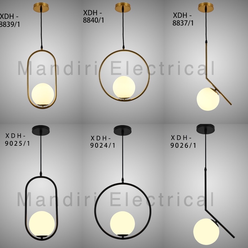 Lampu Gantung bola kaca susu modern minimalis