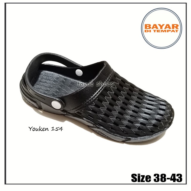 Youken Sandal Selop 38-43 Hitam / Selop Bakpao Baim Karet Karet Laki-laki