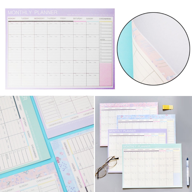 Mary Monthly Paper Pad 20lembar DIY Planner Meja Agenda Hadiah Perlengkapan Kantor Sekolah