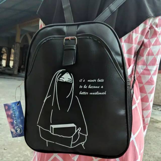 Tas muslimah ransel bag cadar hitam