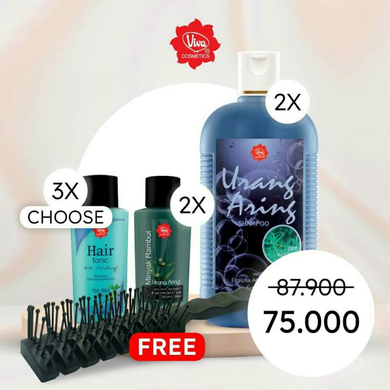 paket 3 Hair Tonic 2 Minyak rambut Orang Aring 2 Shampo Urang Aring Viva