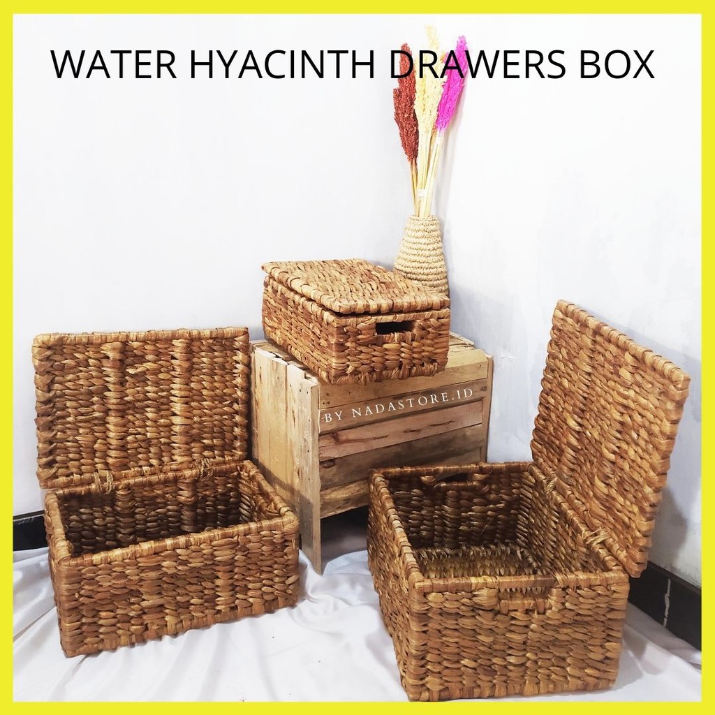 Nadastore -  Keranjang Anyaman / Laci / Tempat Penyimpanan / Water Hyacinth Rectangular Storage