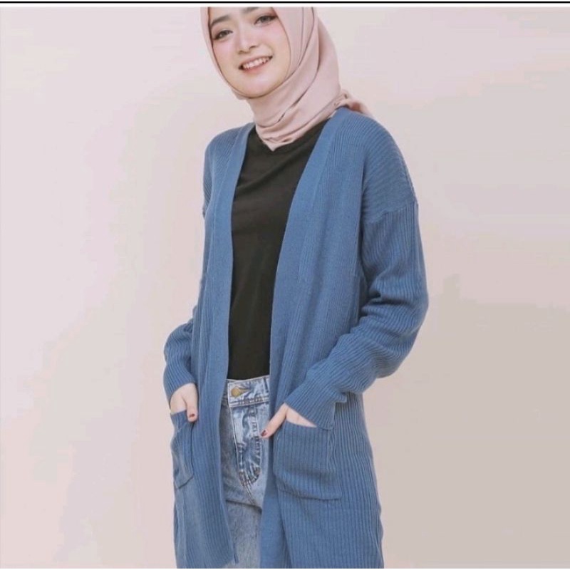 DC_LONG CARDYGAN BELE/ATASAN RAJUT WANITA/BAJU RAJUT OVERSIZE