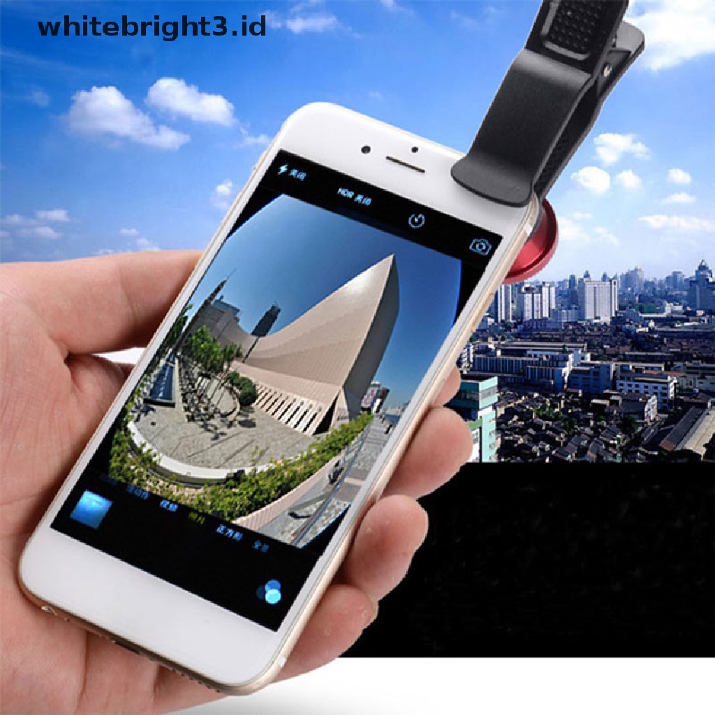 (whitebright3.id) 3in1 Lensa Kamera Fish Eye + Wide Angle + Macro Untuk Handphone Universal