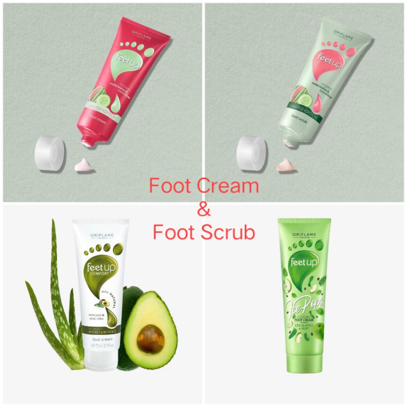 Feet Up Ice Pops Cooling Foot Cream Green Apple &amp; Mint/ Feet Up Comfort Overnight Avocado Foot Cream/ Feet Up Cooling Water Melon &amp; Cucumber Foot Scrub