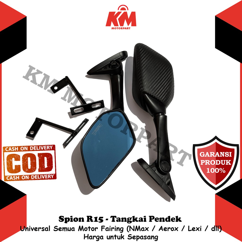 Spion Fairing Universal Karbon Variasi Yamaha R15 R25 Tangkai Pendek Bisa Untuk Motor Fairing