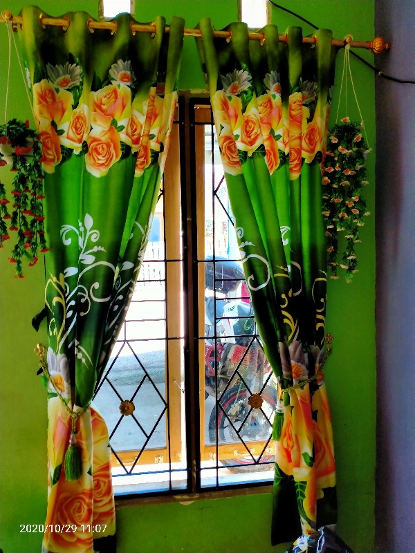 Gorden Tirai Homemade Smokring Motif Hijau