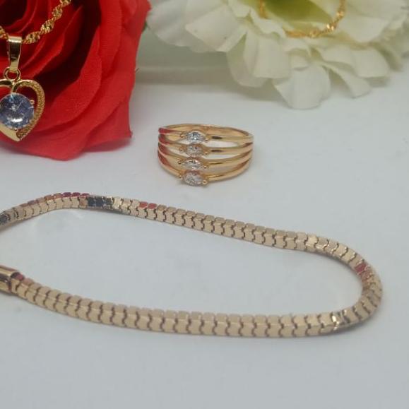 ❅ set perhiasan wanita dewasa 25,set perhiasan titanium asli anti luntur terbaru, perhiasan 1 set le