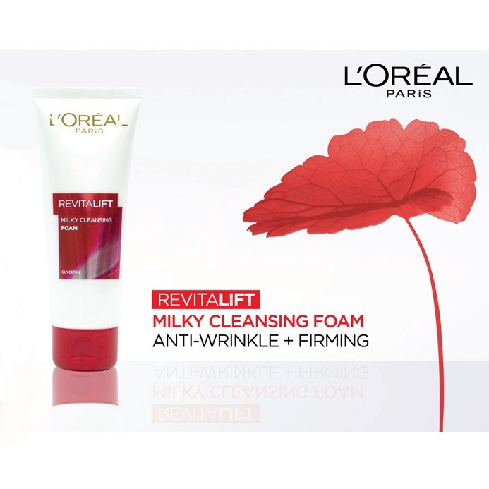 Loreal Paris Revitalift Milky Cleansing Foam Glycerin ANTI AGING/Wrinkle - L'oreal Facial Wash Pencuci Wajah Merah - Sabun Cuci Muka L'oreal Sabun Pembersih Pencuci Wajah Foam Cleanser Pemcuci Face Wash