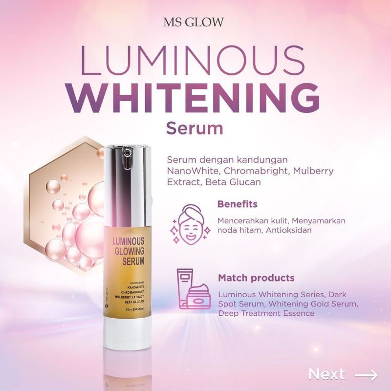 SERUM LUMINOUS Whitening Ms Glow ORIGINAL / Luminous Glowing Serum