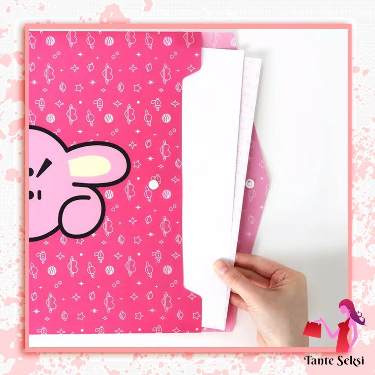

A4 File Bag Plastic Portfolio Bag Data Storage Bag Map Dokumen BT21 Lucu