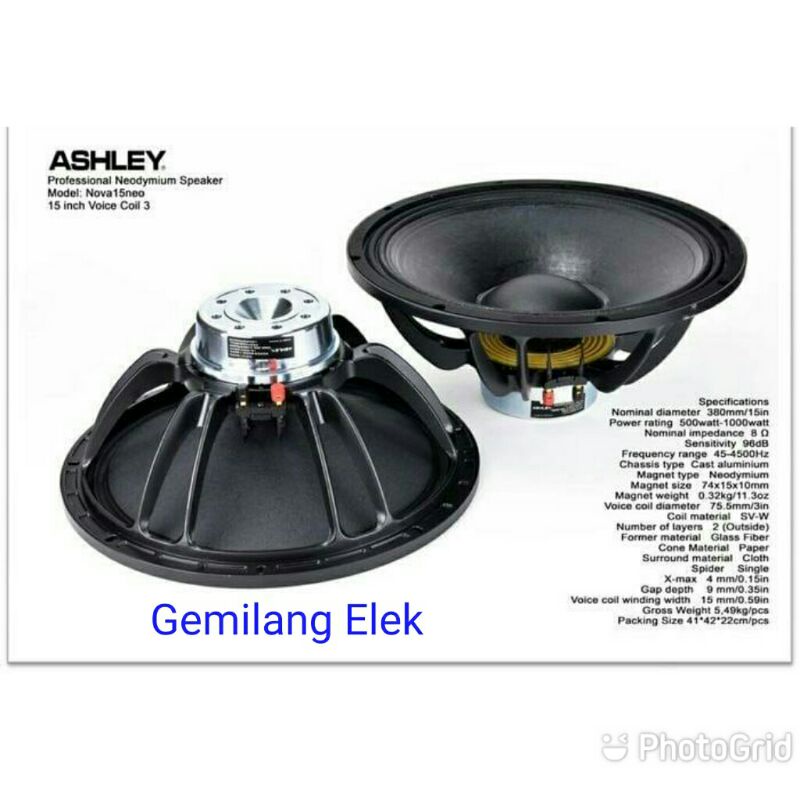 Speaker ASHLEY 15 inch NOVA 15neo Original
