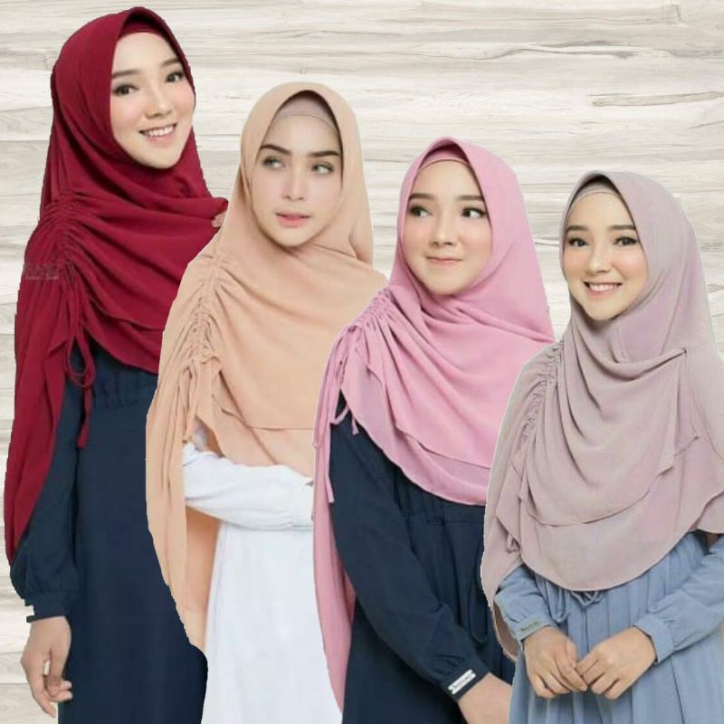 Khimar Syari Jumbo serut Zanita 2 layer