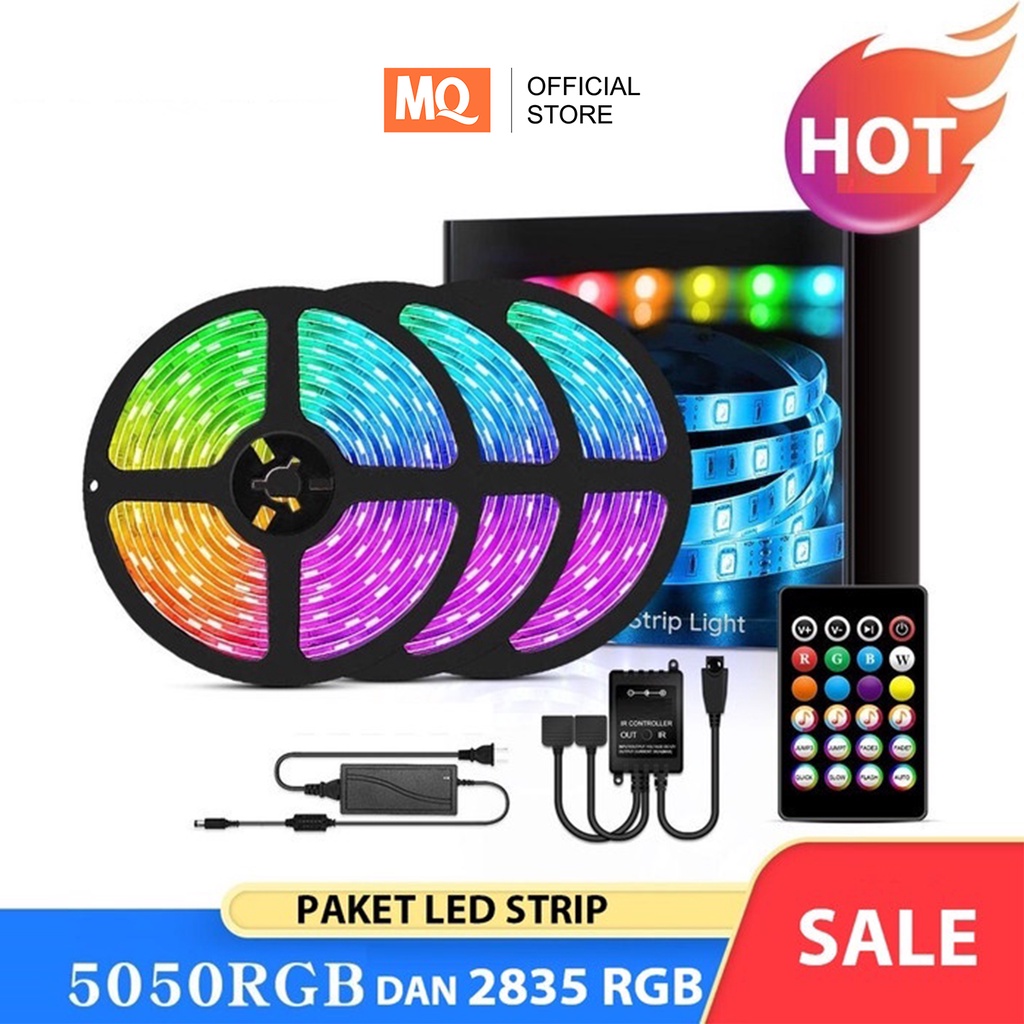 MQ PAKET LAMPU LED STRIP 2835 5050 RGB REMOTE LAMPU HIAS WARNA WARNI LAMPU KAMAR AESTHETIC