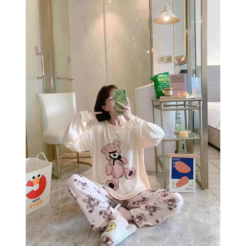 blinqshop BAJU TIDUR IMPORT-BEAR PINK