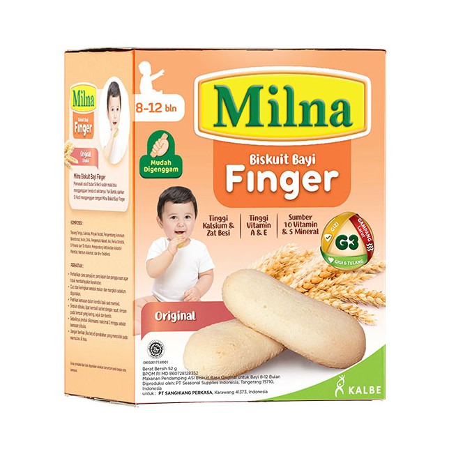 Milna Biscuit Biskuit Bayi Finger Original 52g 8-12 bln