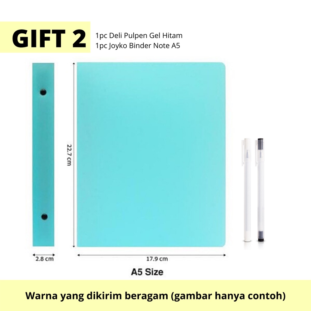 

[GIFT] GIFT 2 Back To School Joyko Binder Note A5, Deli Pulpen Gel Hitam
