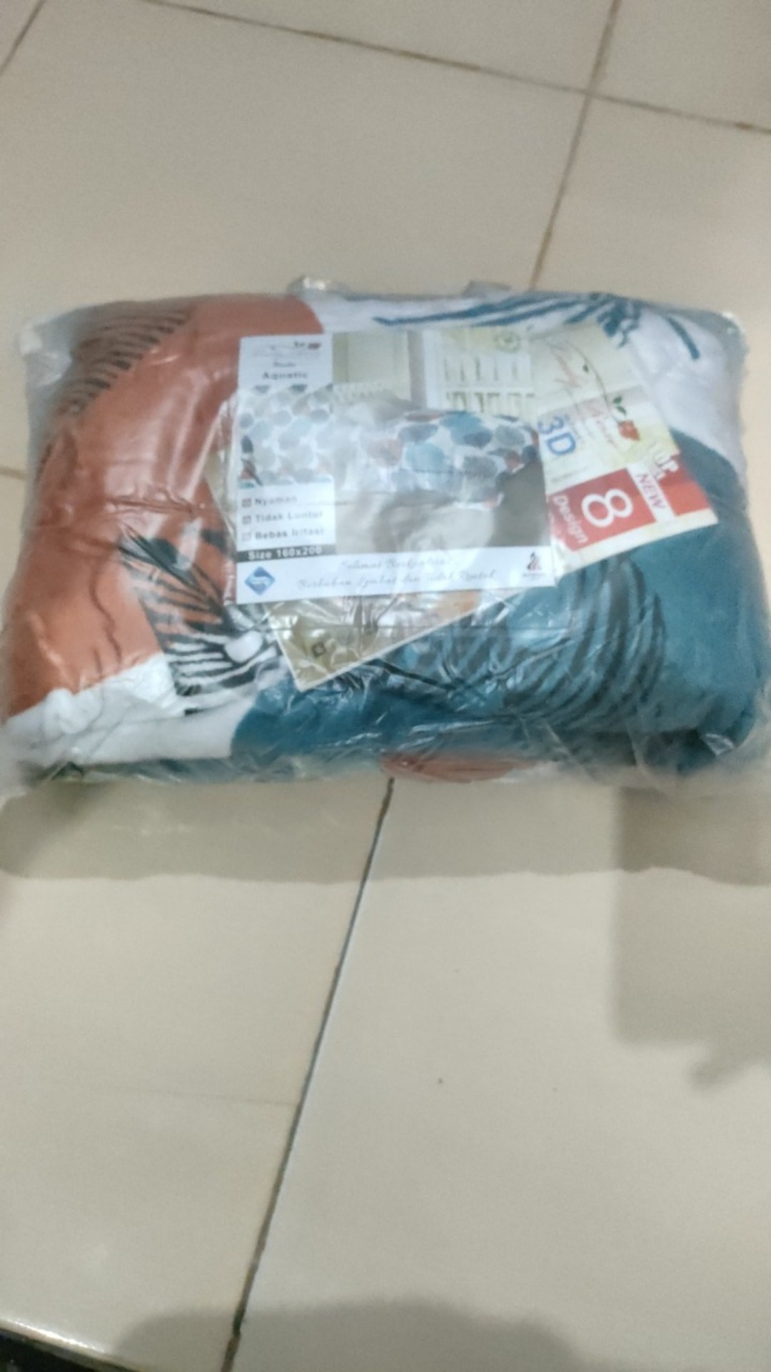 Selimut Nuansa Alam Lady Rose Uk.160x200 Cm Motif Aquatic, Big Leaf, Glory Bernuansa Hijau Dan Biru