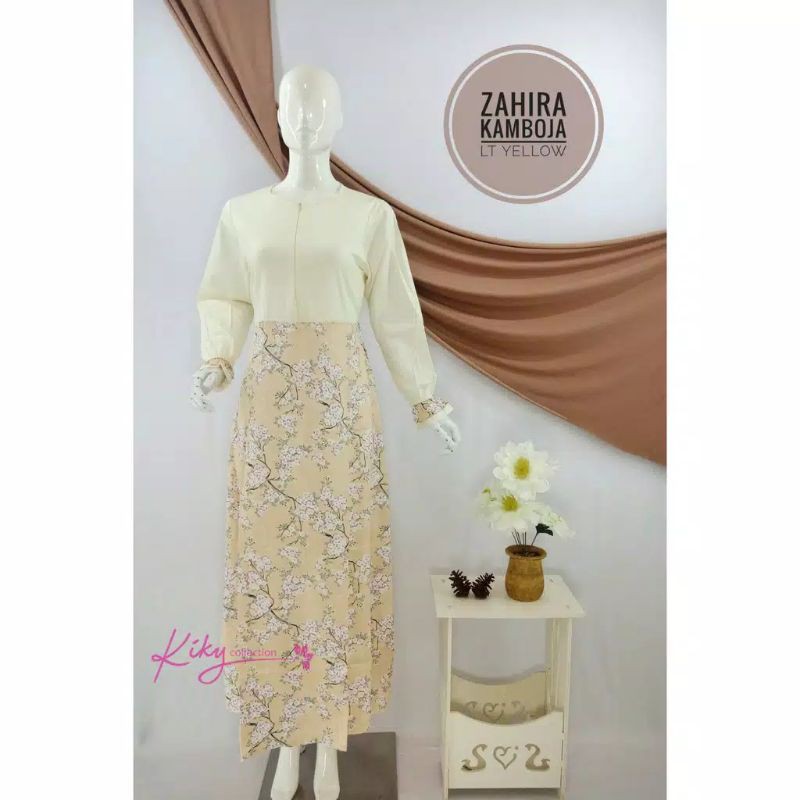 Gamis Katun Jepang Ori Premium Cantik Murah Zahira Kamboja S M L XL Jumbo
