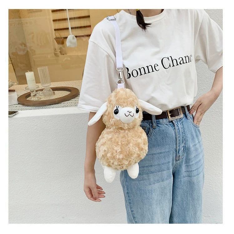 Tas Selempang Boneka Model Domba / Tas Boneka Selempang Bulu