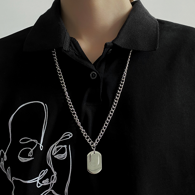 Tag Necklace Trendy Simple Personality Street Hip Hop Pendant Chain