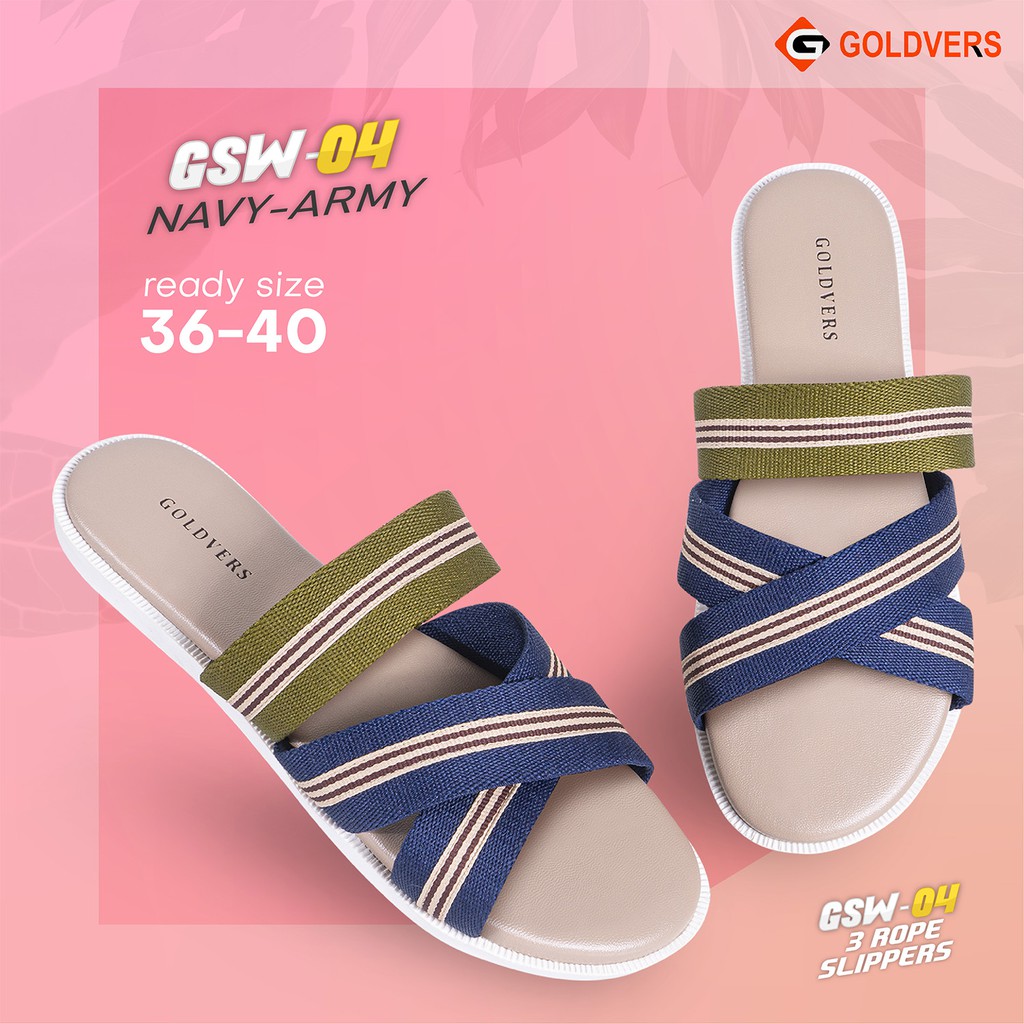 Sandal Wanita Tali Webbing Sandal Selop Goldvers Sendal Teplek Tali Import Berkualitas - Goldies