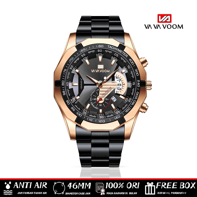 jam tangan pria VAVA VOOM 238 Original Luxury Stainless Steel（Free BOXBaterai cadangan） W0V6 tahan l