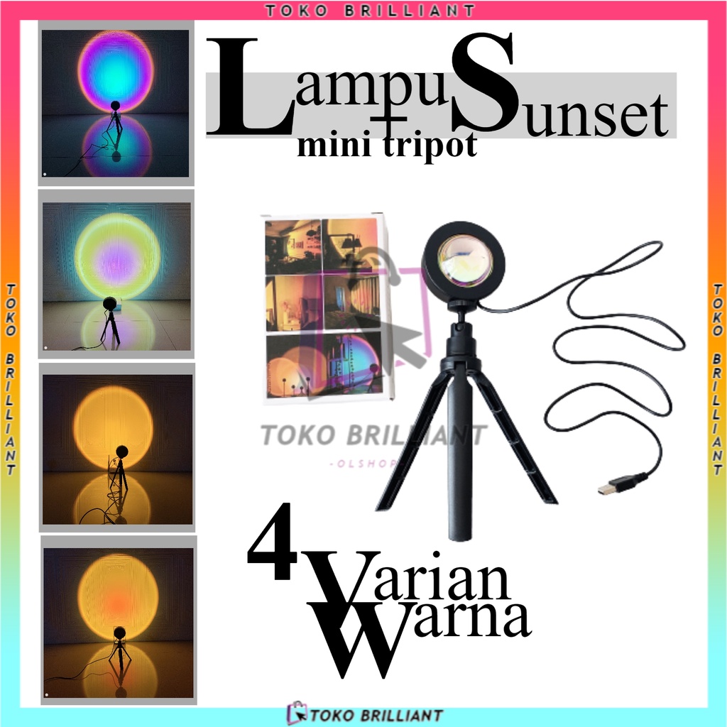 COD Mini tripot + Sunset light /LED decorative light/ Sunset Projection Floor Light 4 variasi