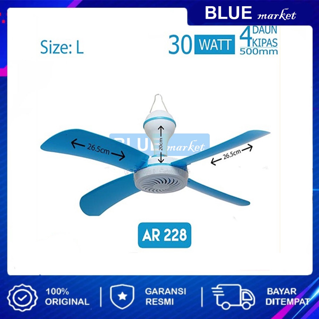 KIPAS HELIFAN 4 BALING 30 WATT / KIPAS ANGIN GANTUNG / KIPAS GANTUNG / KIPAS ANGIN GANTUNG PLAFON