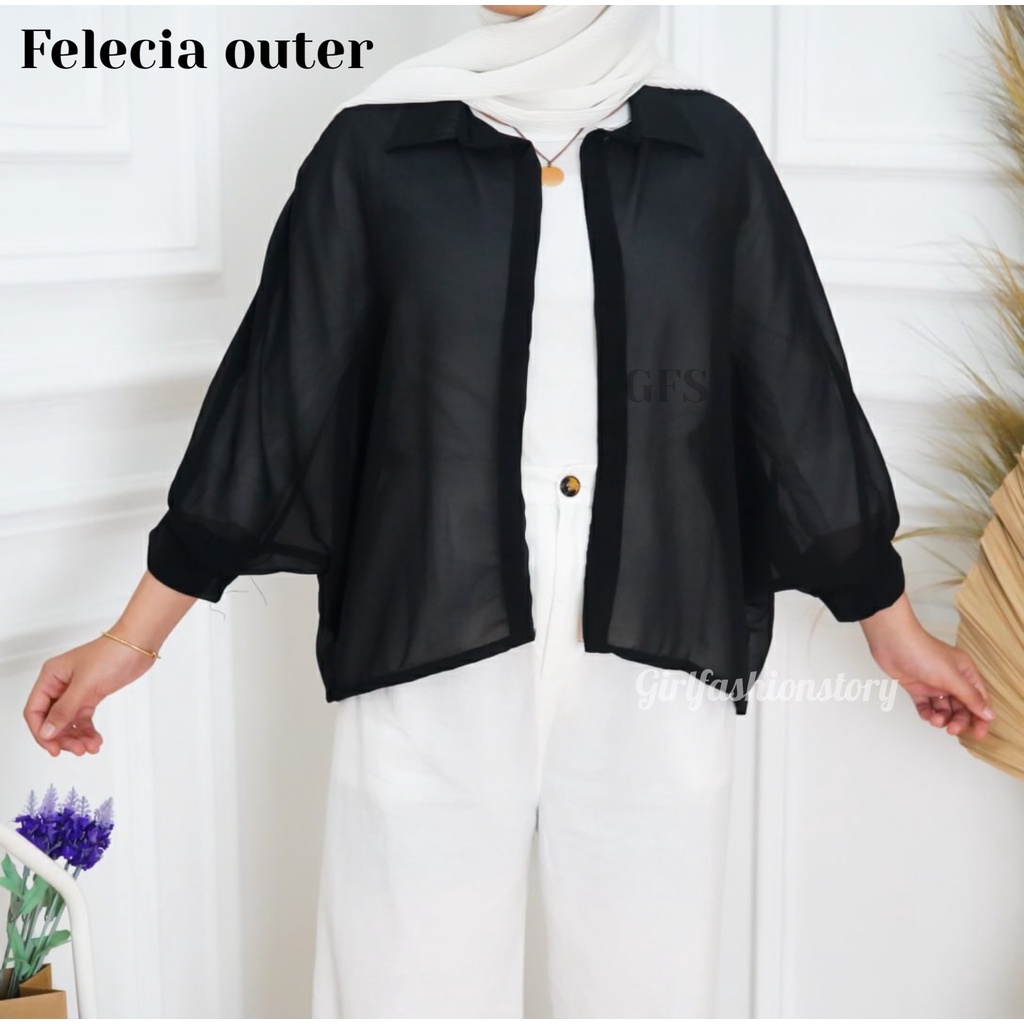 GFS AT FELECIA OVERSIZE SEETHROUGH OUTER-CERUTY BLACK