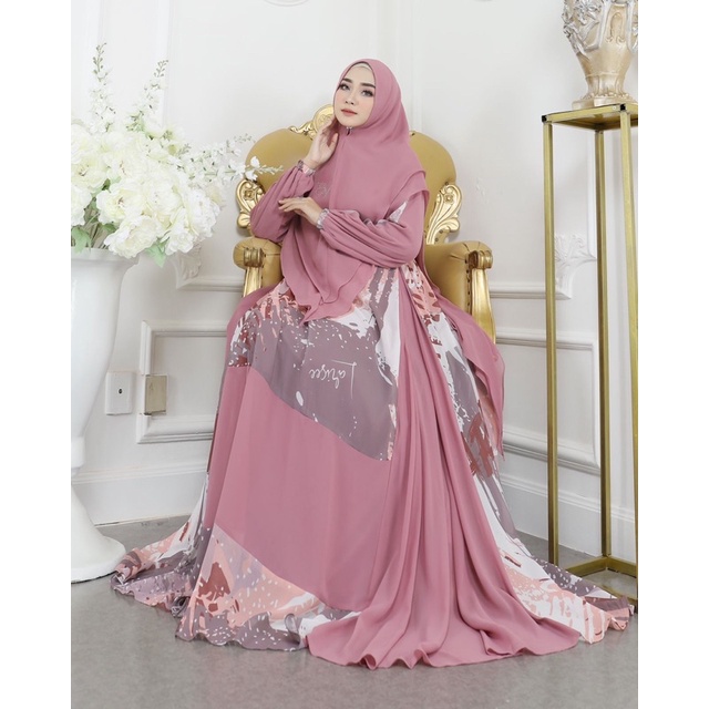 Gamis set syar'i premium Aniisah printing by NOLA / NF collection