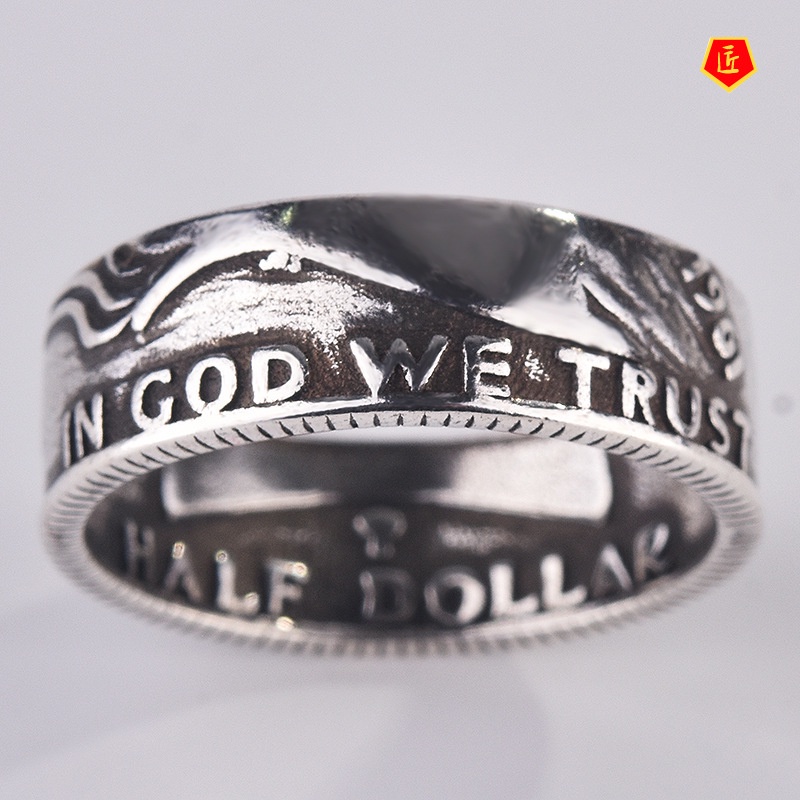 [Ready Stock]Classic Retro Carved S925 Morgan Coin Ring