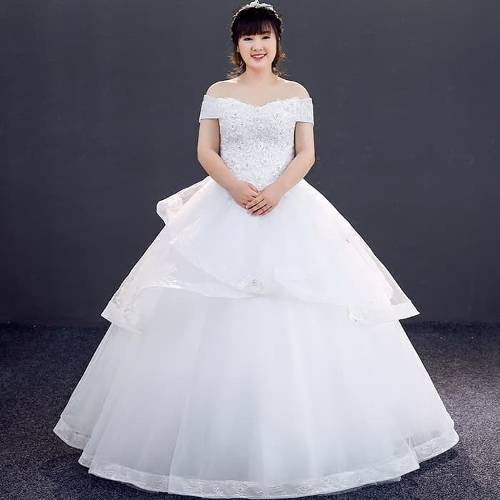 Gaun Pengantin 0280918 Putih Sabrina Big Size Wedding Gown